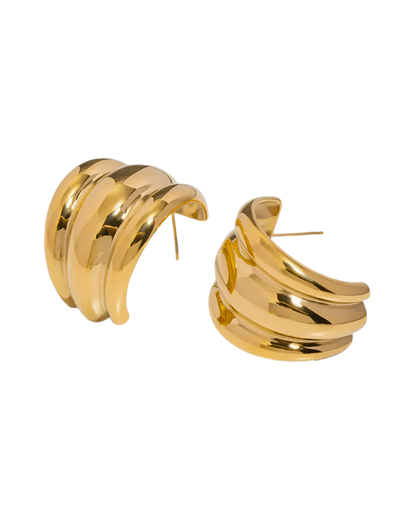 Greenwood Designs Thea Gold Ribbed Hoop Earrings