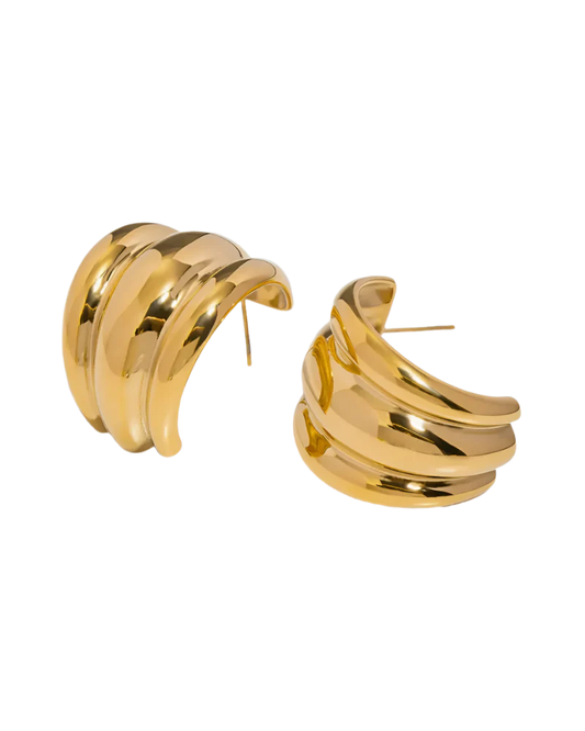 Greenwood Designs Thea Gold Ribbed Hoop Earrings