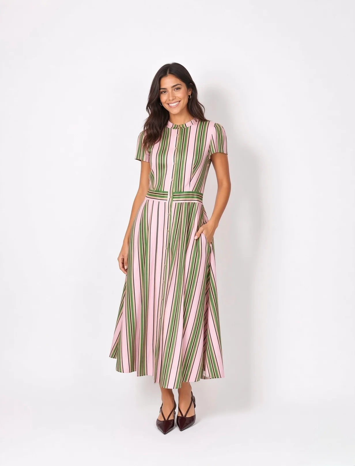 LEONI Lyra Dress Pink/Green Stripe