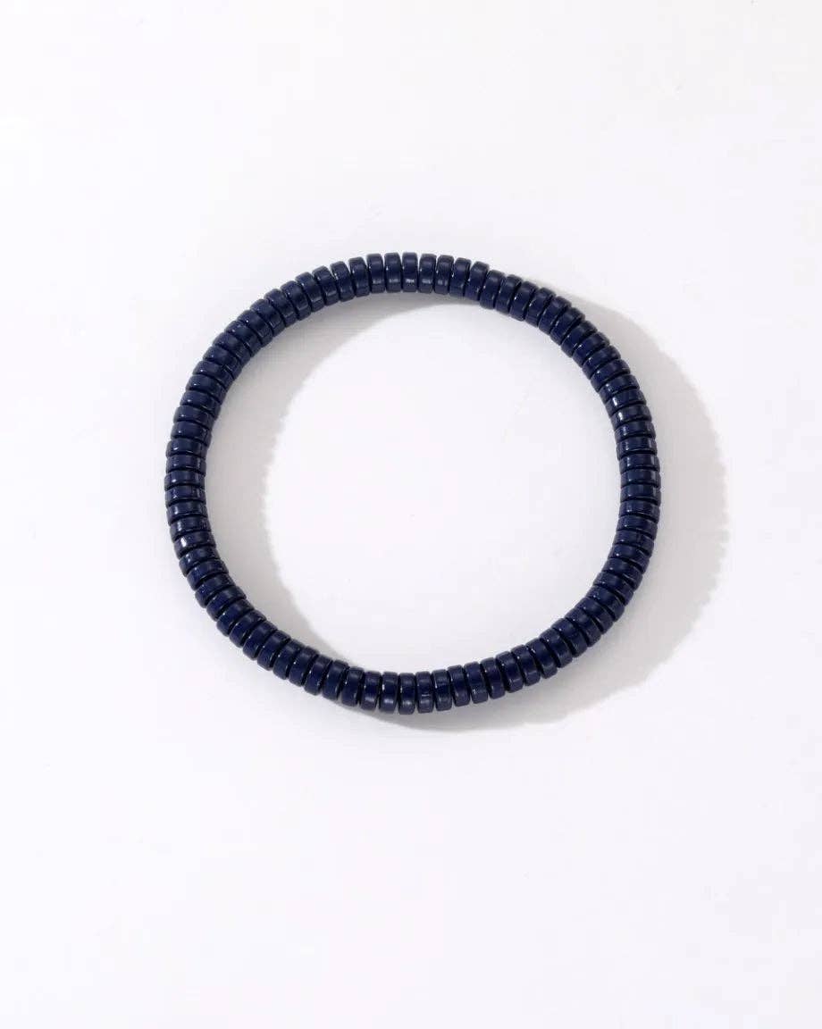 Colourful Enamel Stacking Bracelet Collection in Gold & Silver: Gold Tubey Blue