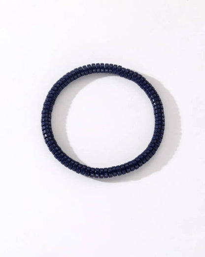 Colourful Enamel Stacking Bracelet Collection in Gold & Silver: Gold Tubey Blue