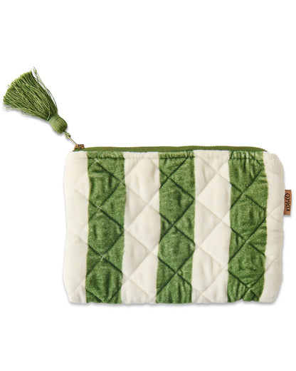 Kip and Co Moss Stripe Velvet Cosmetic Purse