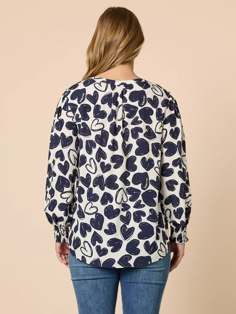 Threadz Luna Heart Top - Navy/Ivory