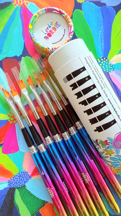 Lordy Dordie Flower Power Travel Paintbrush Set