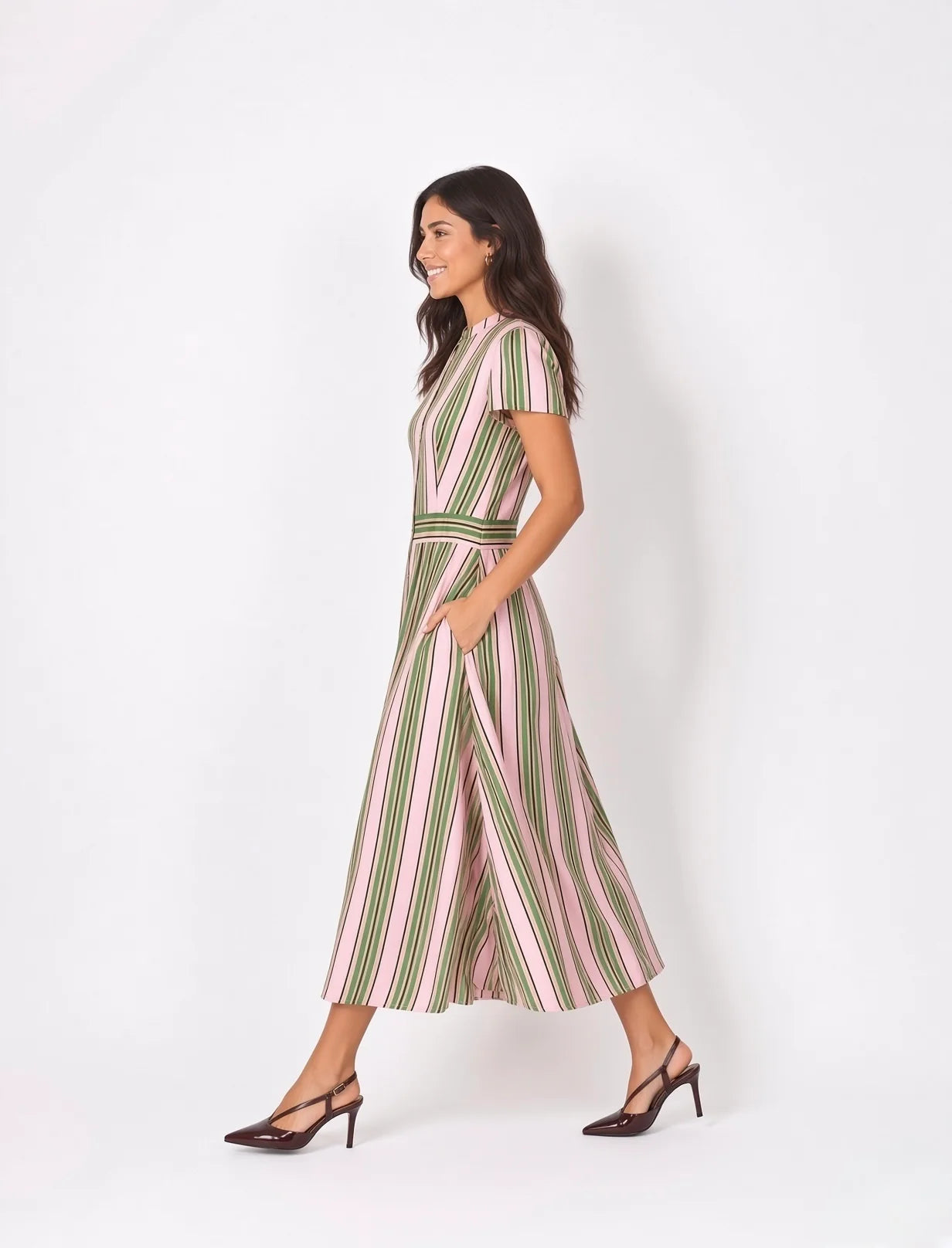 LEONI Lyra Dress Pink/Green Stripe