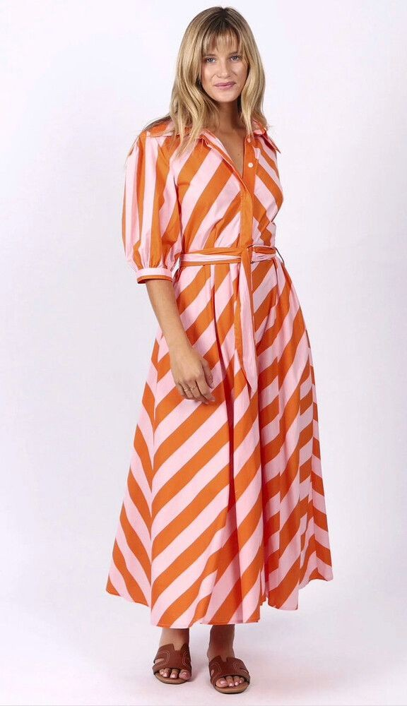 Leoni Australia Bianca Dress Orange Stripe