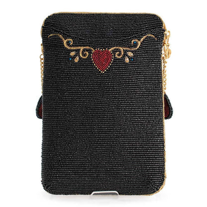 The Queen Beaded Queen Playing Card Mini Crossbody Clutch