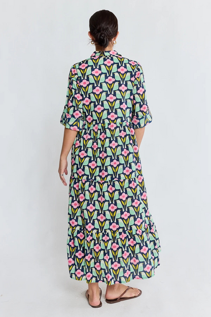 Ibisa Maya Midi Dress - Navy