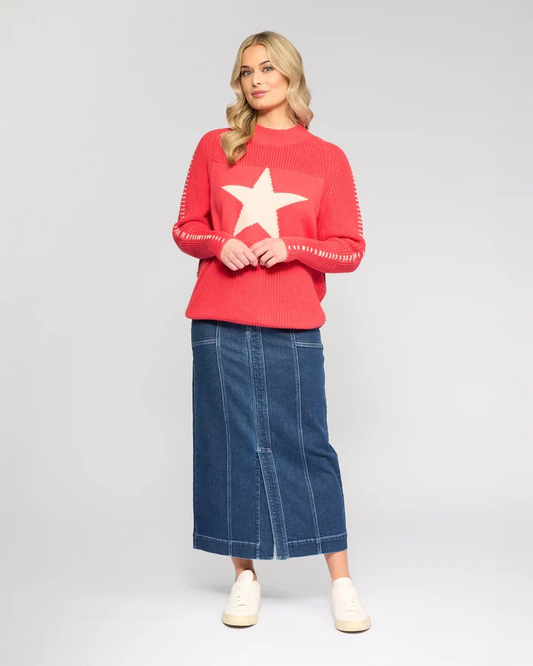 Vassalli Star Sweater - Coral