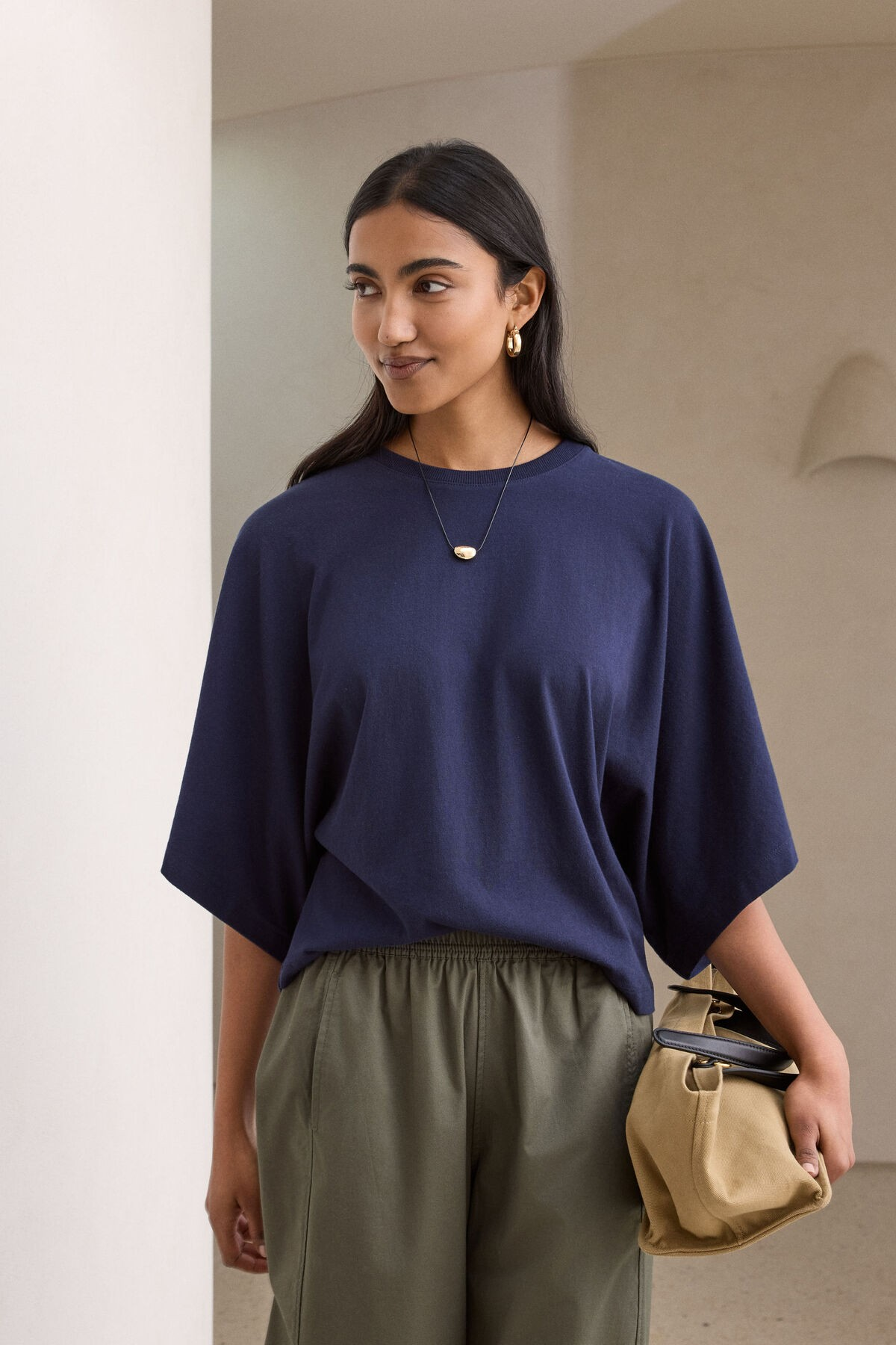 Ceres Life Lucy Relaxed Sleeve Tee - True Navy