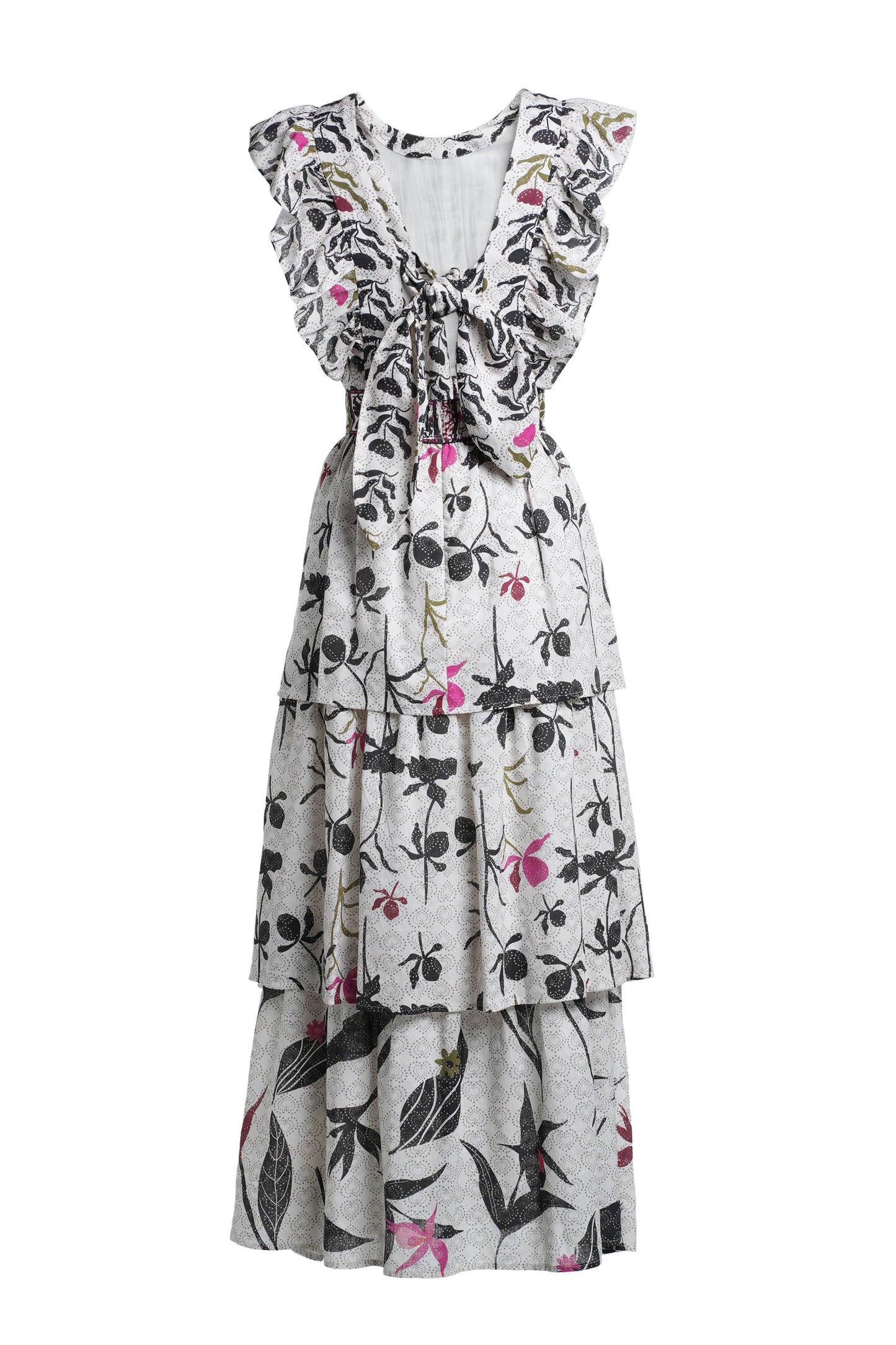 Emily Lovelock Harper Print Mix Dress - Ivory