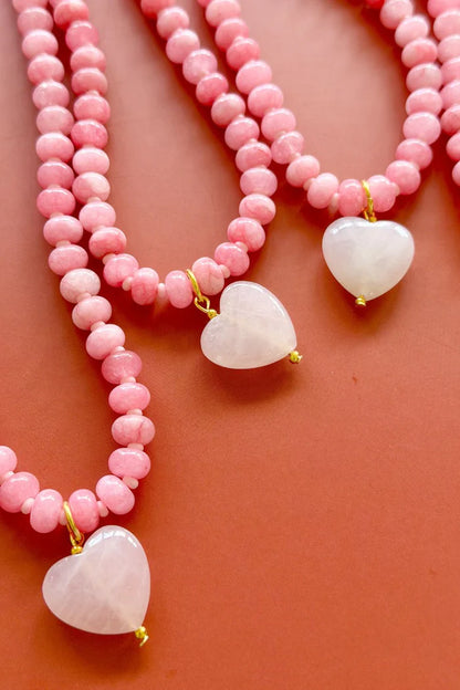 Mosk Melbourne OVER SIZED JADE PINK GEM NECKLACE