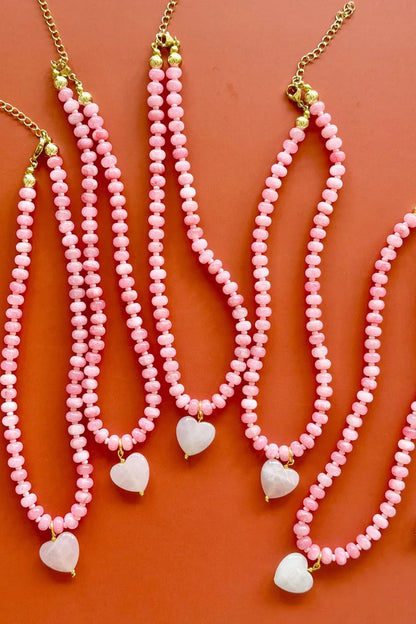 Mosk Melbourne OVER SIZED JADE PINK GEM NECKLACE