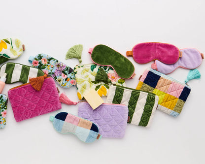 Kip and Co Florida Tartan Velvet Cosmetics Purse