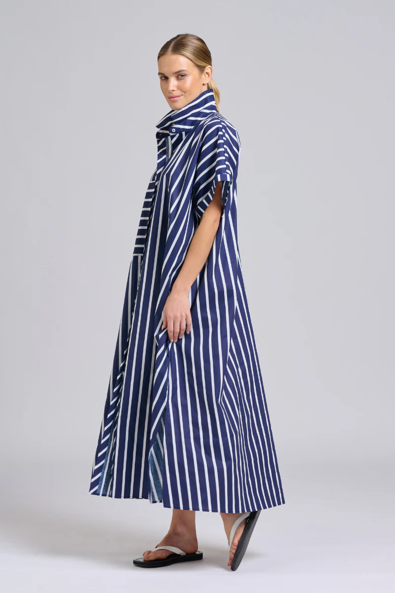 Shirty Sasha Longline Dress- Navy Thick Stripe