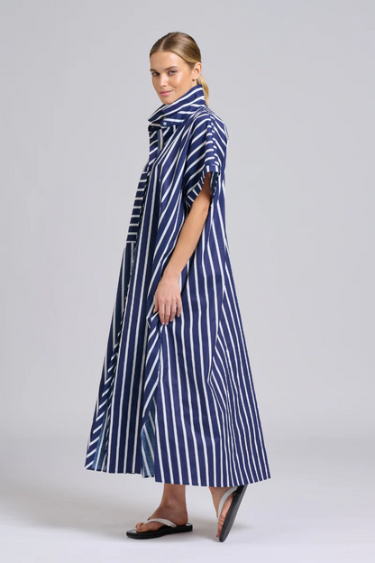 Shirty Sasha Longline Dress- Navy Thick Stripe