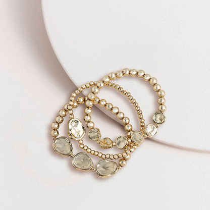 Nugget Stretch Bracelet Set: Yellow Gold 4