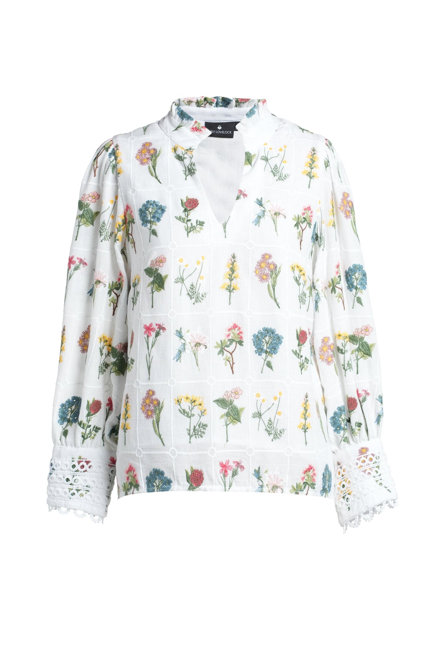Emily Lovelock Hailey Embroided Blouse - White
