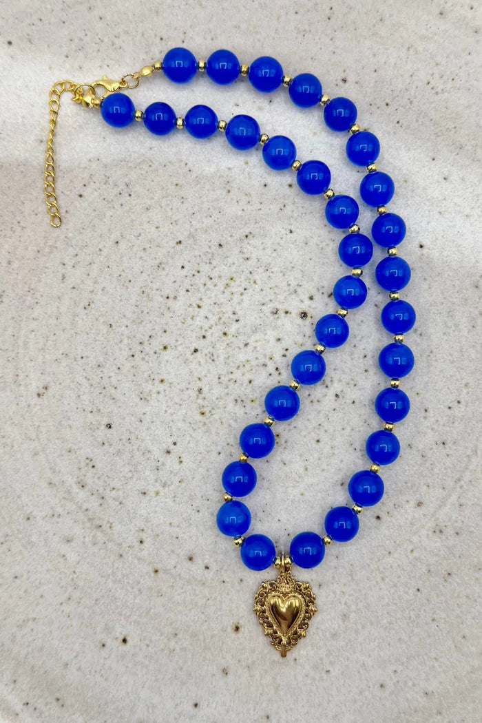 Mosk Melbourne Cobalt Jade Heart Necklace