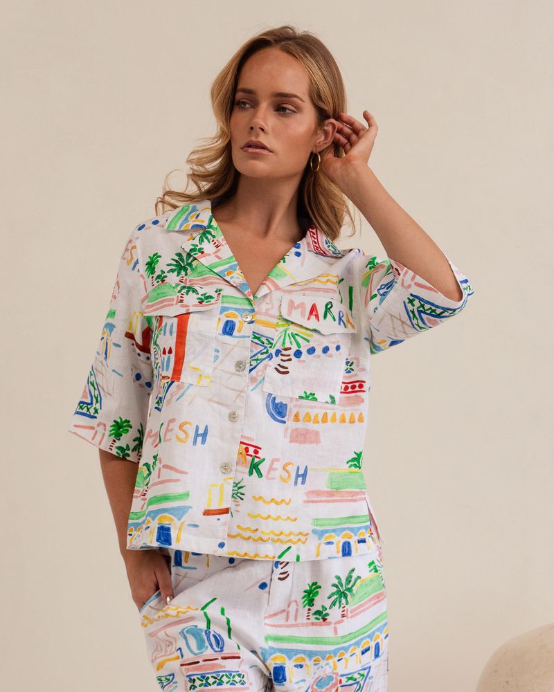 Kaleido 100% Linen Safari Shirt - Marrakesh