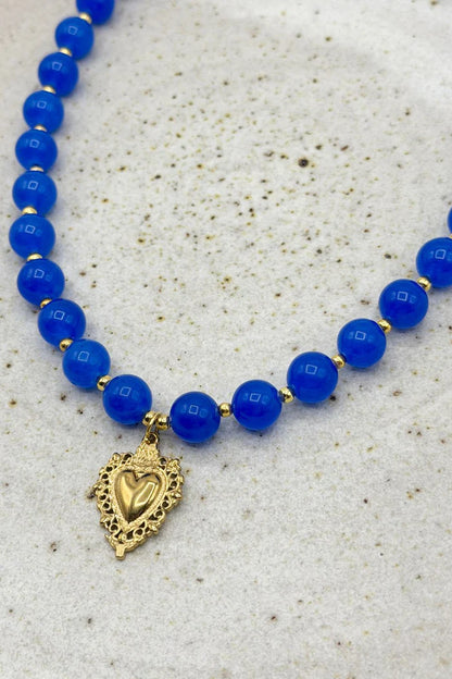 Mosk Melbourne Cobalt Jade Heart Necklace