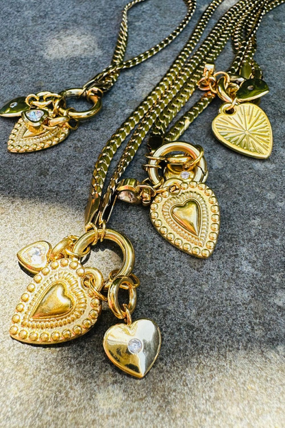 Mosk Melbourne Triple Heart Charm Necklace