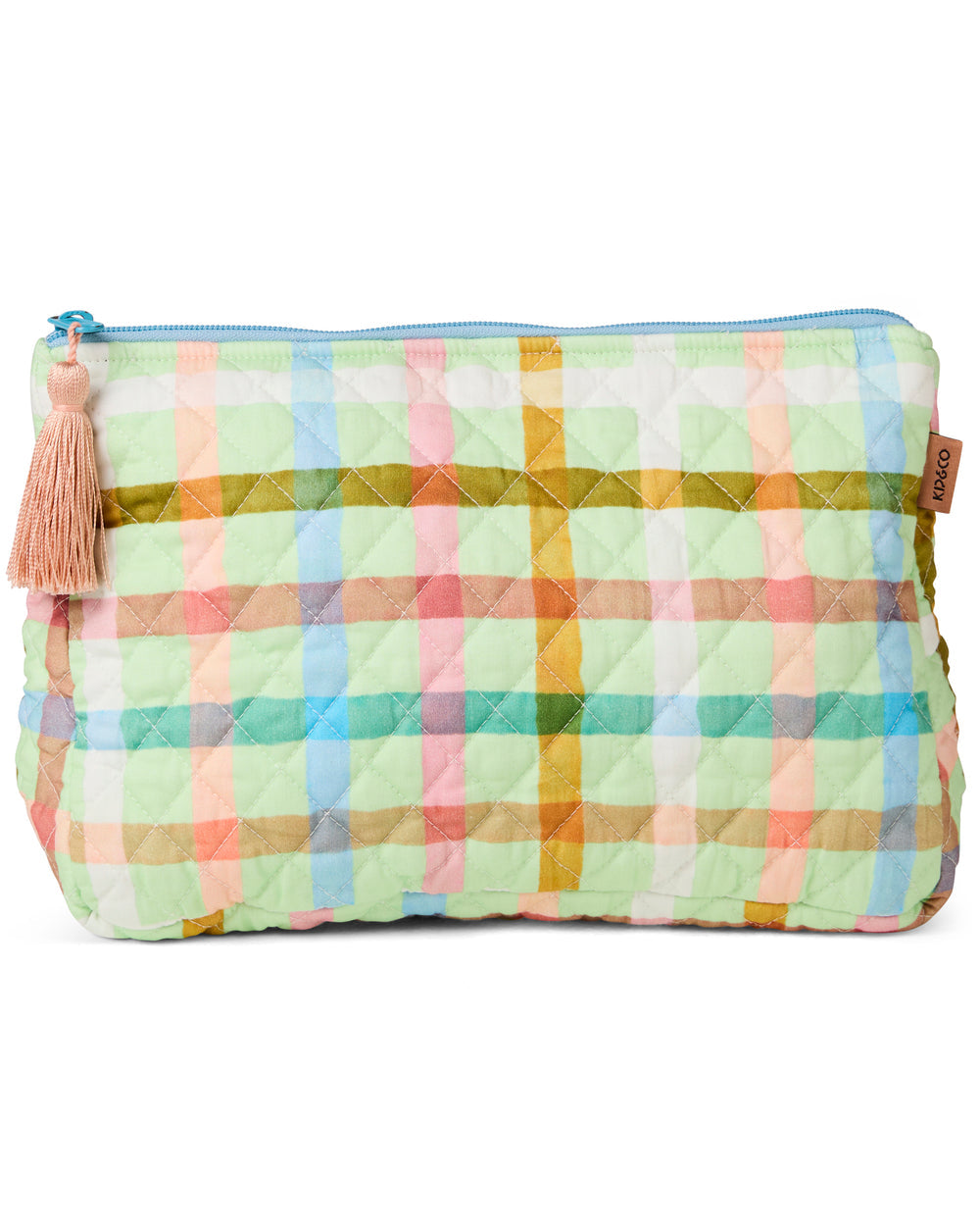 Kip and Co CANDY CHECK MINT QUILTED COTTON TOILETRY PURSE