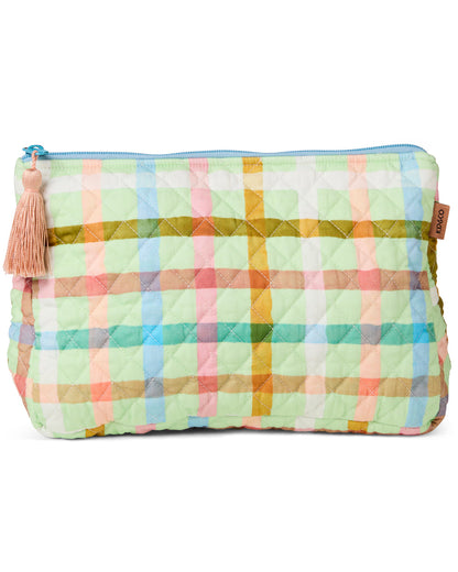 Kip and Co CANDY CHECK MINT QUILTED COTTON TOILETRY PURSE