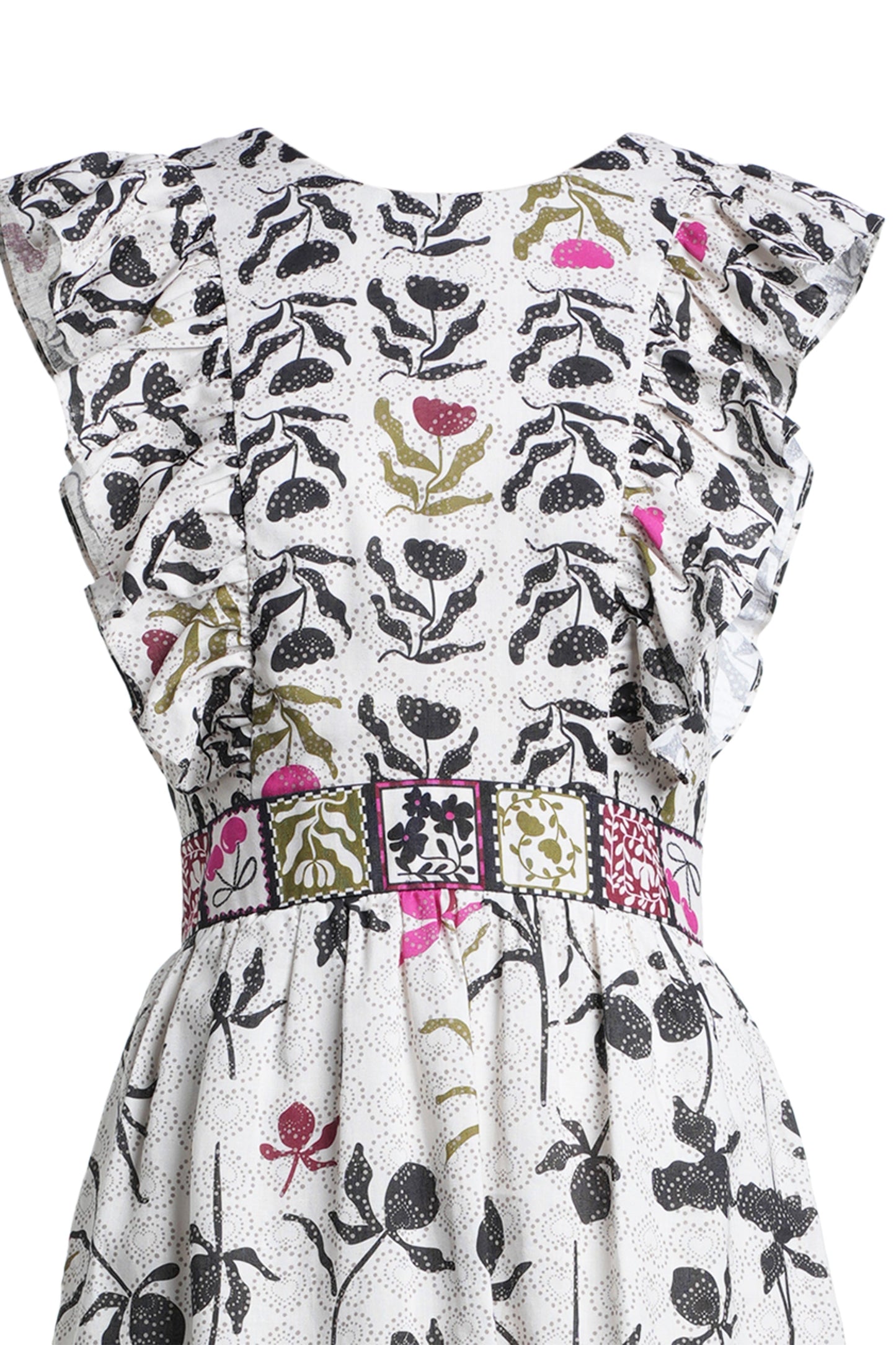 Emily Lovelock Harper Print Mix Dress - Ivory