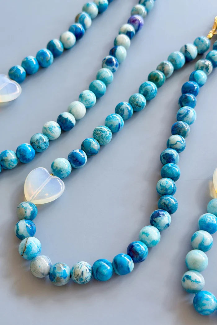 Mosk Melbourne Blue Crazy  Lace Agate Necklace