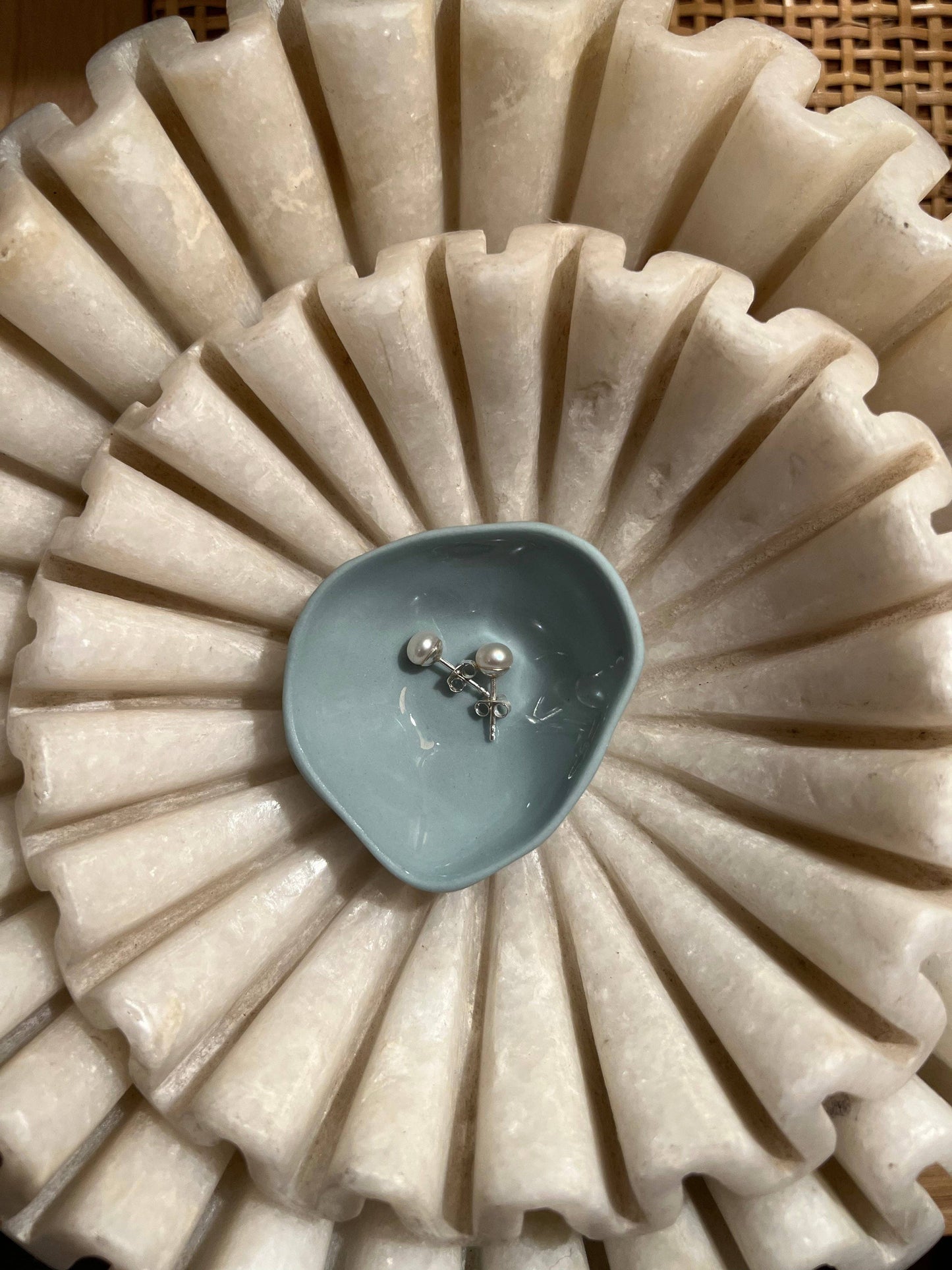 Sterling Silver Freshwater Pearl Stud Earrings: M