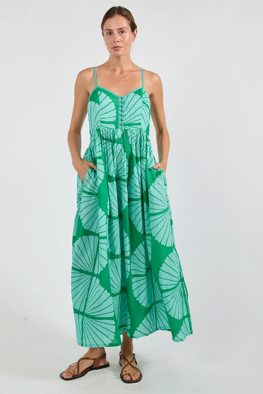 Ibisa Kayce Green Print Sundress | Sterling Belle Australia
