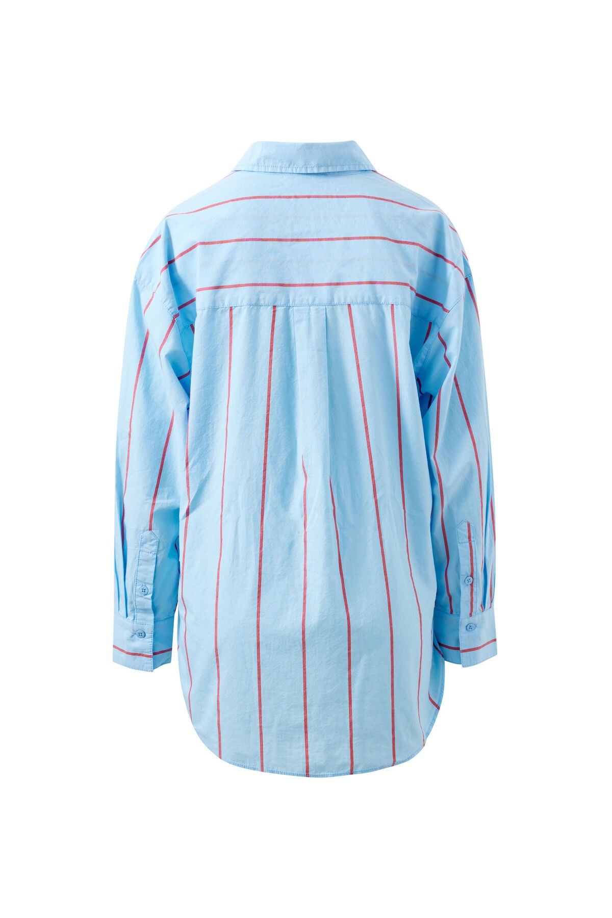Ceres Life Peta Oversized Shirt - Fresh Blue/Red Mini Stripe