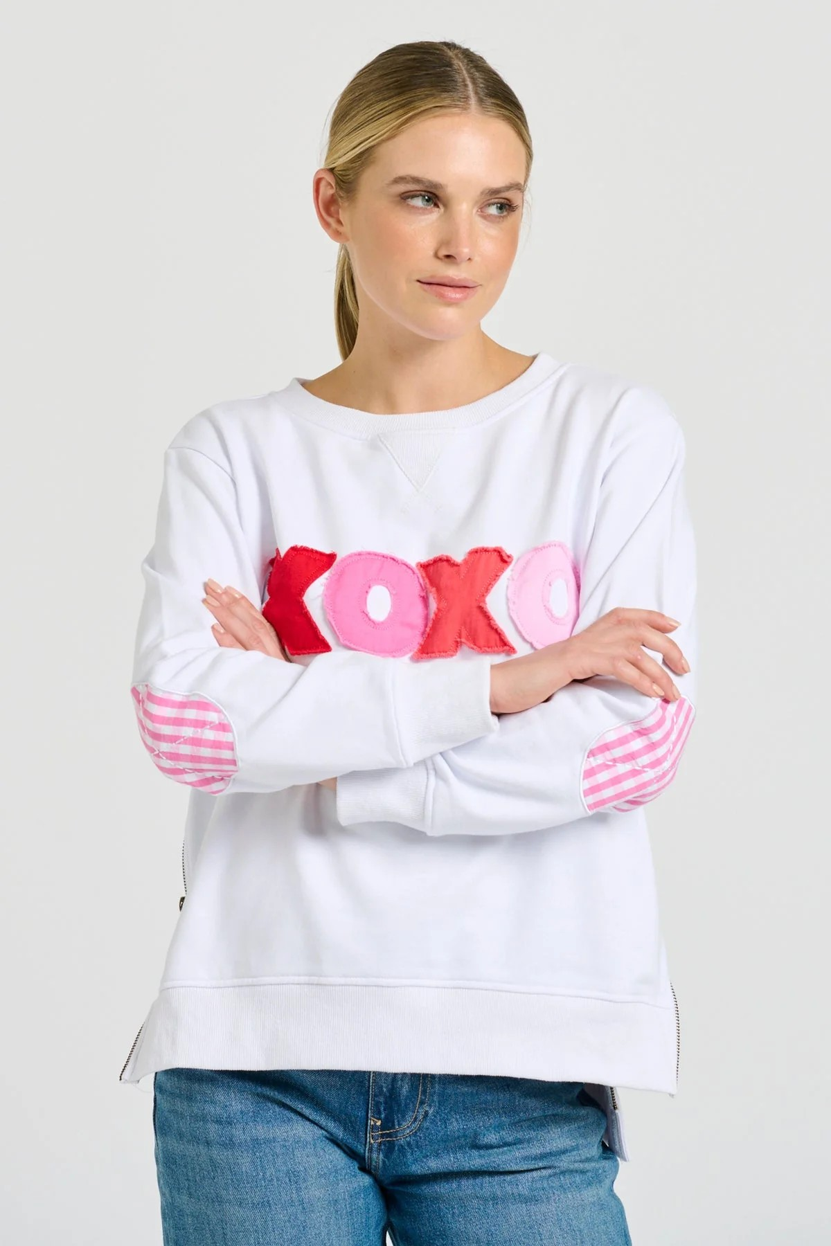 Shirty x EST Classic Zipside XOXO Sweatshirt - White Combo