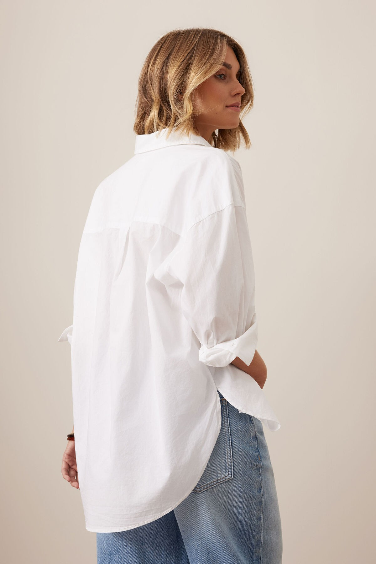 Ceres Life Peta Oversized Shirt - White Organic Cotton
