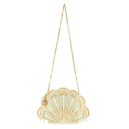 Seaside Luxury Pearl and Beaded Shell Crossbody Handbag