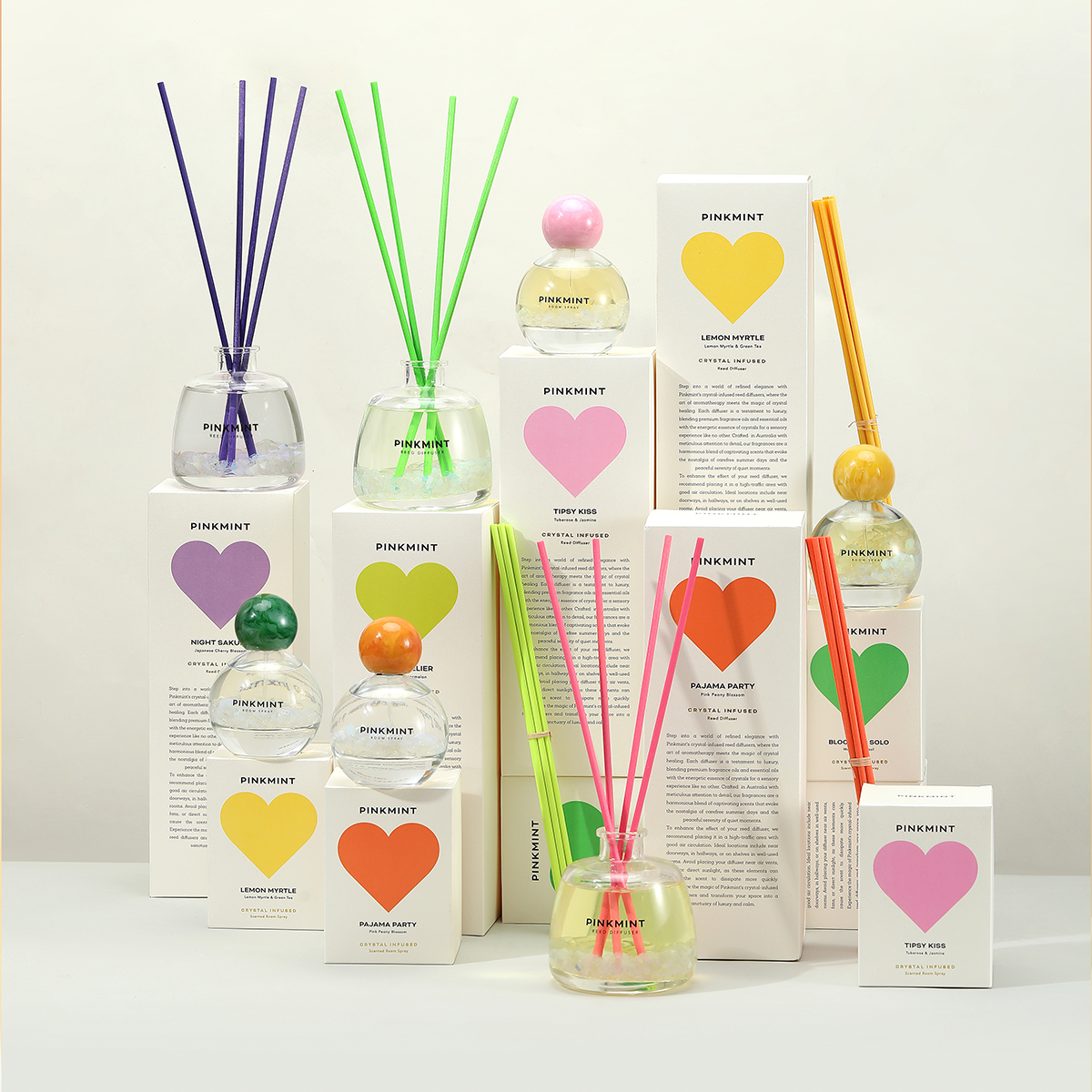 Pinkmint Lemon Myrtle Reed Diffuser Crystal Infused  