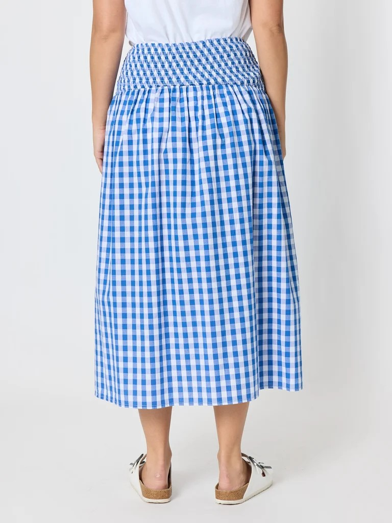 Threadz Amalfi Gingham Check Skirt - Azure White