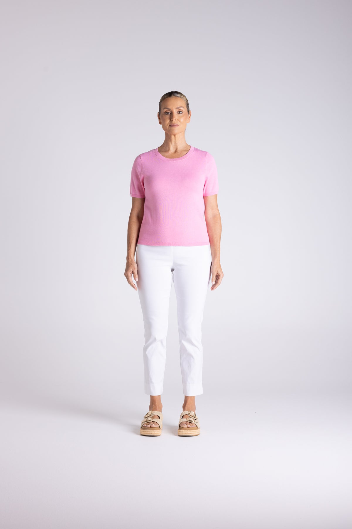 Two T's Cotton Knit T-Shirt - Pink