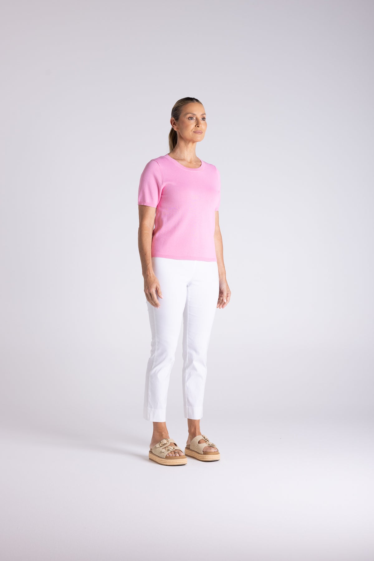 Two T's Cotton Knit T-Shirt - Pink