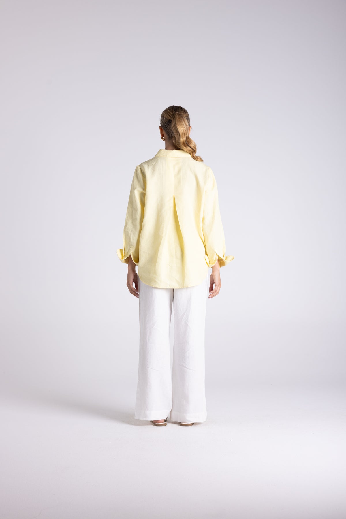 Two T's Sofia Shirt with Gold Button - Lemon Icing
