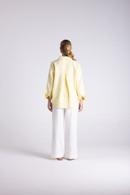 Two T's Sofia Shirt with Gold Button - Lemon Icing