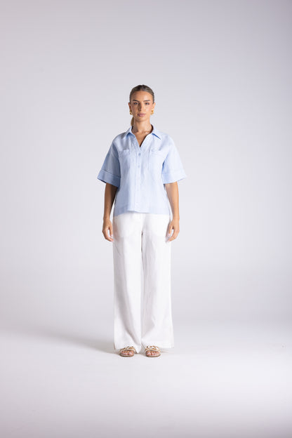 Two T's Olivia Short Sleeve Shirt - Cornflower