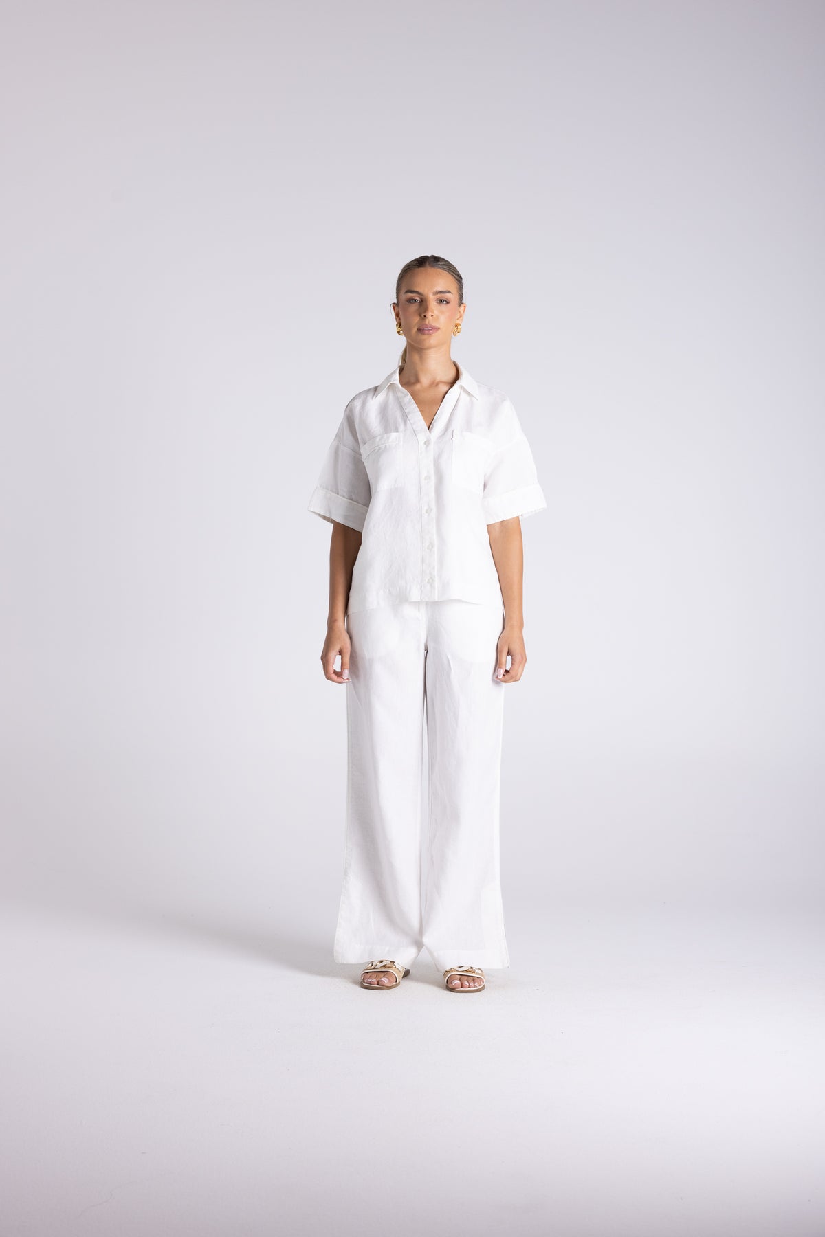 Two T's Olivia Short Sleeve Shirt - White