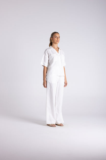 Two T's Olivia Short Sleeve Shirt - White