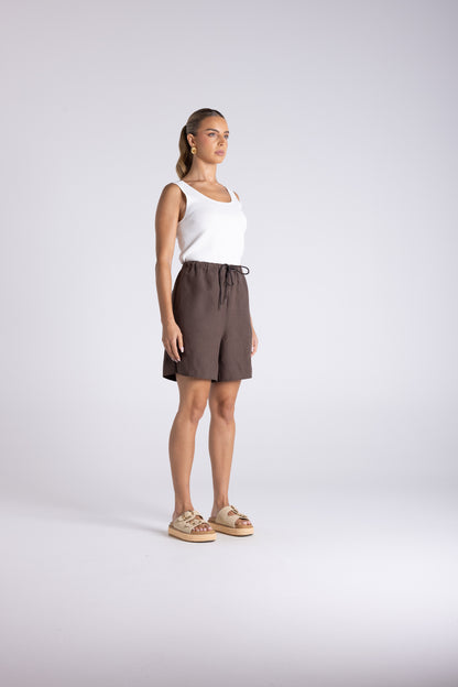 Two T's Asher Linen Short - Chestnut