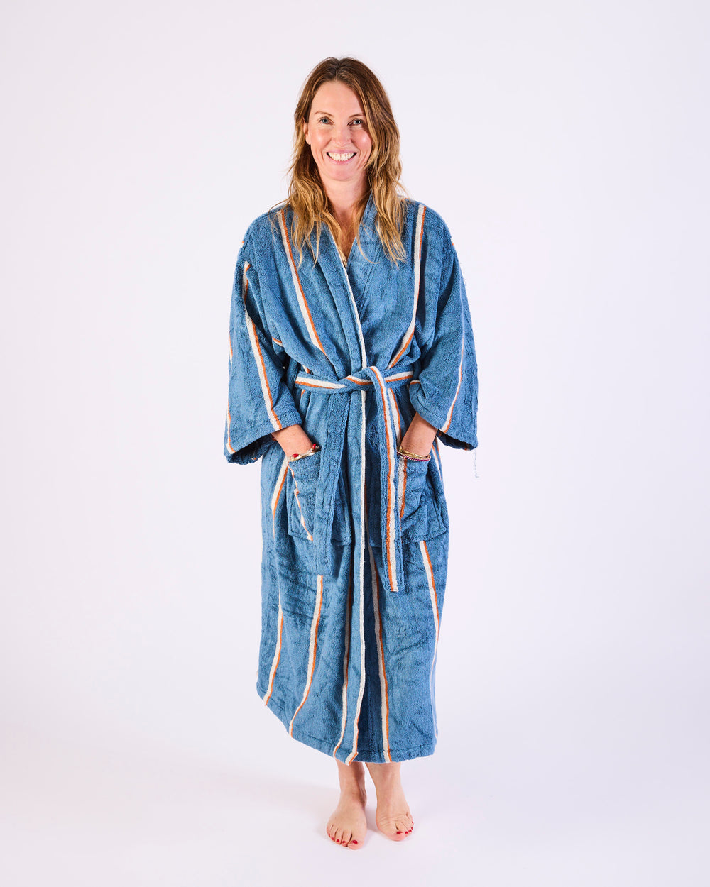 Kip and Co WATEGOS BLUE LAGOON STRIPE BAMBOO TERRY BATH ROBE