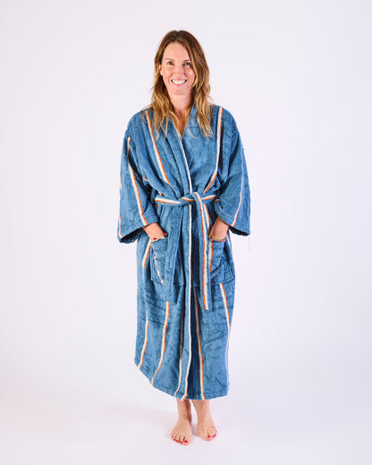 Kip and Co WATEGOS BLUE LAGOON STRIPE BAMBOO TERRY BATH ROBE