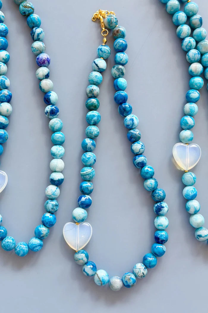 Mosk Melbourne Blue Crazy  Lace Agate Necklace