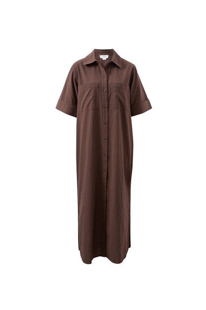 Ceres Life Samara Midi Shirt Dress - Bitter Choc